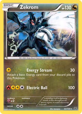 Zekrom 64/108 Pokemon card