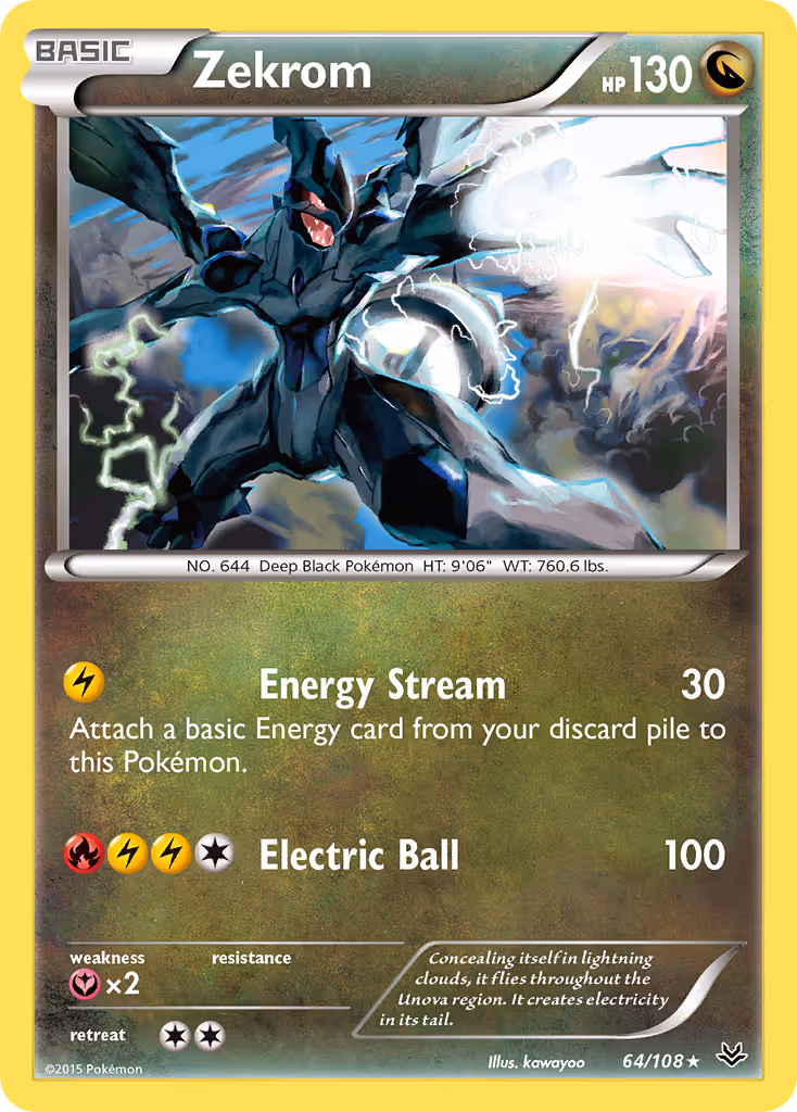 Zekrom 64/108 Pokemon card