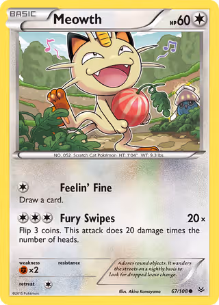 Meowth 67/108 Pokemon card