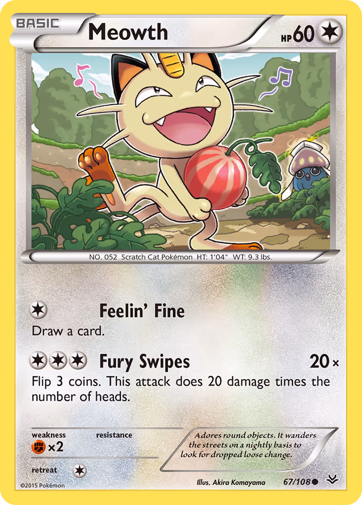 Meowth 67/108 Pokemon card