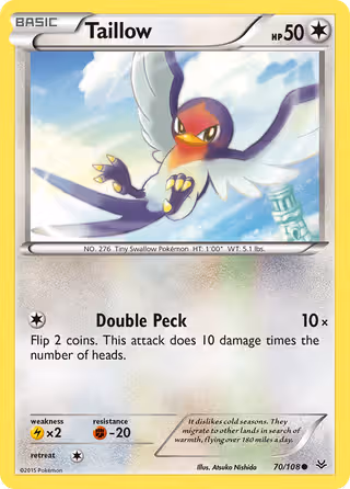 Taillow 70/108 Pokemon card