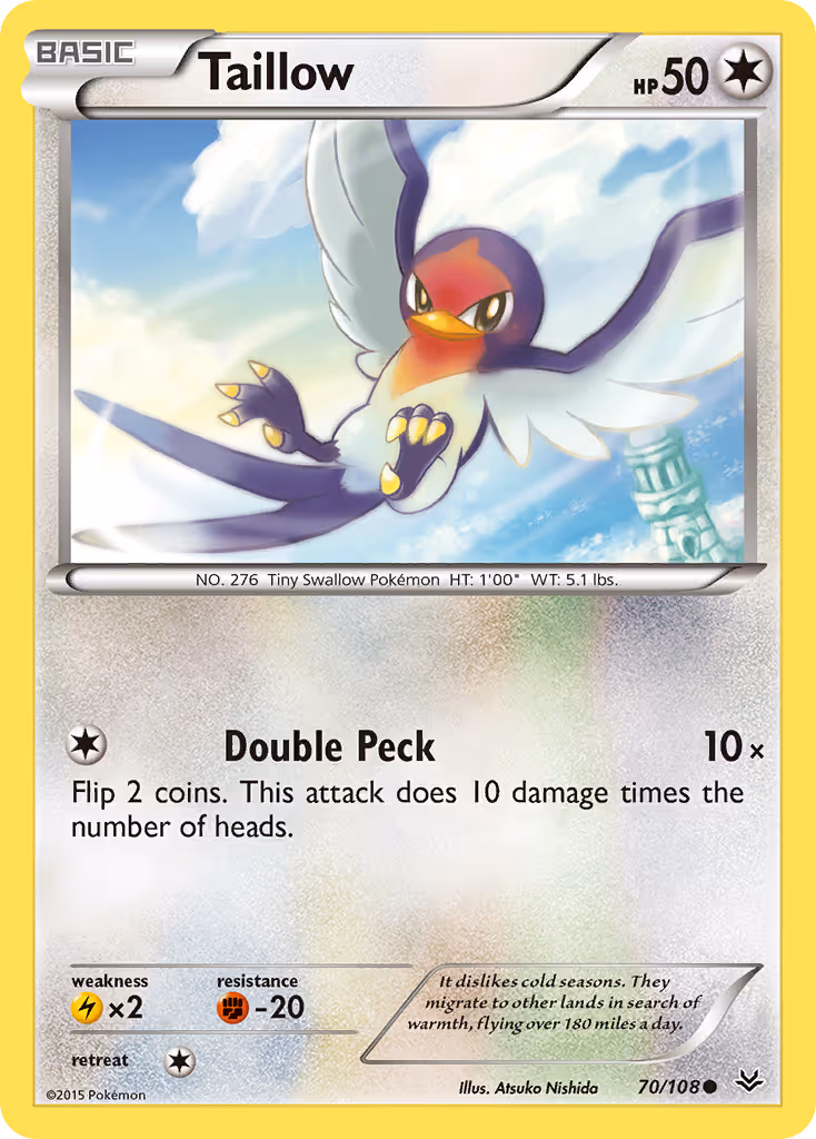 Taillow 70/108 Pokemon card