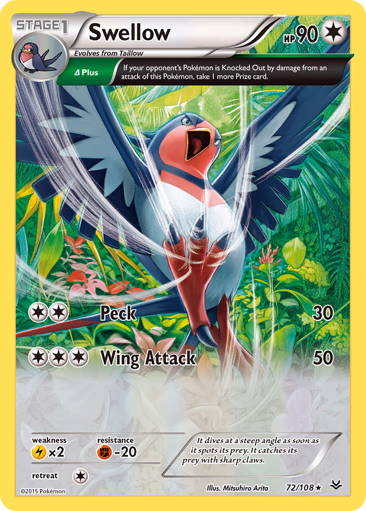 Swellow 72/108 Pokemon card