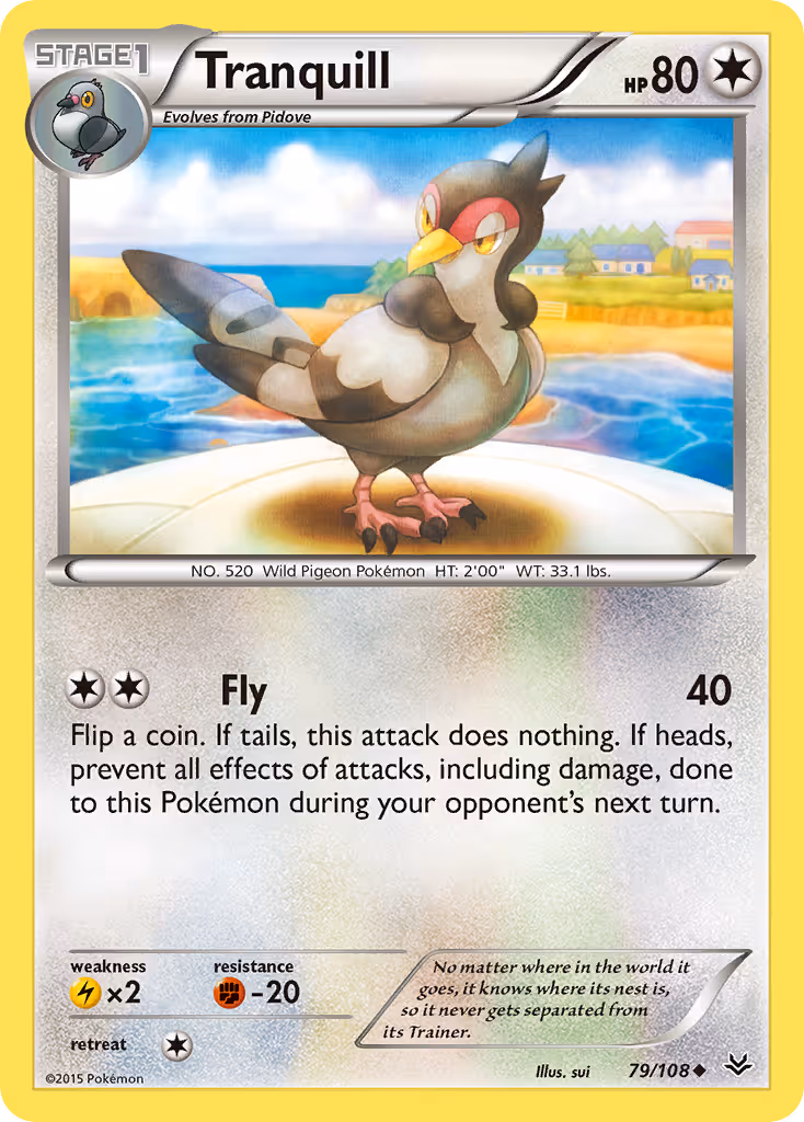 Tranquill 79/108 Pokemon card