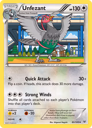 Unfezant 80/108 Pokemon card
