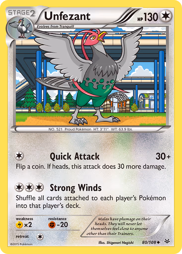Unfezant 80/108 Pokemon card