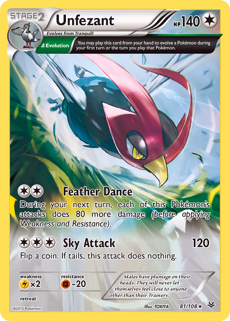 Unfezant 81/108 Pokemon card