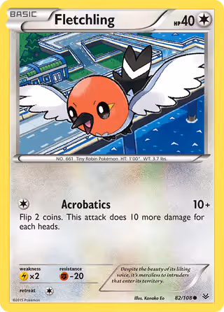 Fletchling 82/108 Pokemon card