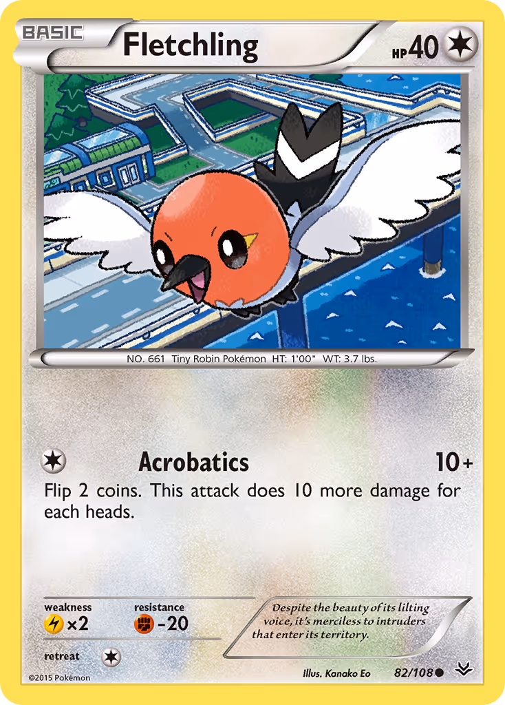 Fletchling 82/108 Pokemon card