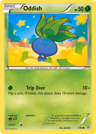 Oddish 1/98 Pokemon card