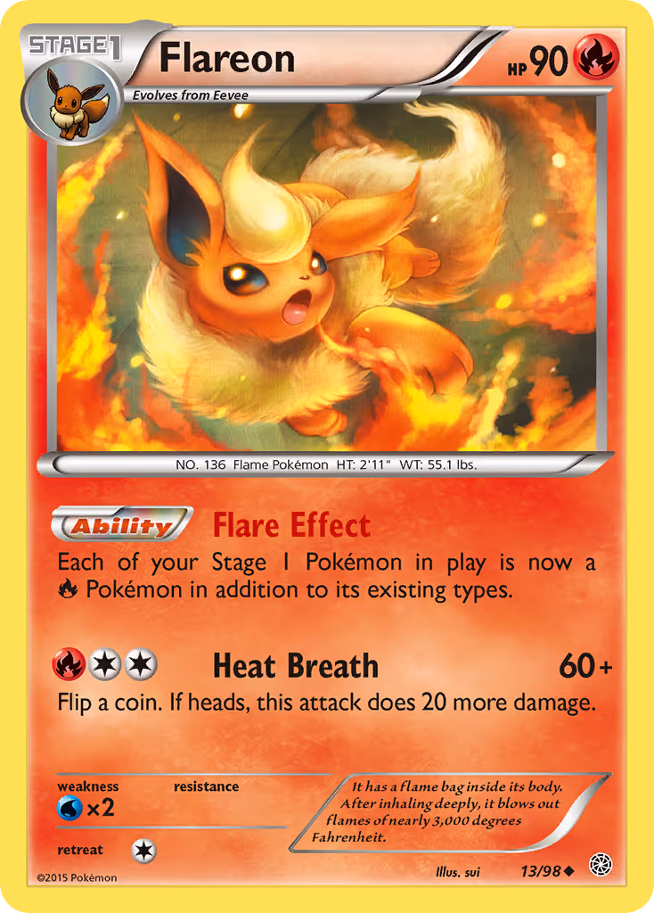 Flareon 13/98 Pokemon card
