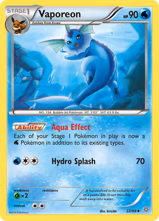 Vaporeon 22/98 Pokemon card