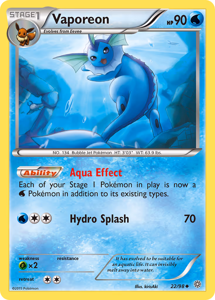 Vaporeon 22/98 Pokemon card
