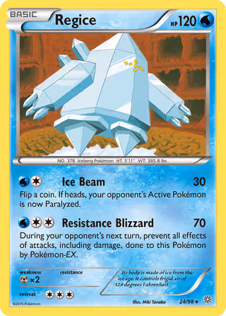 Regice 24/98 Pokemon card