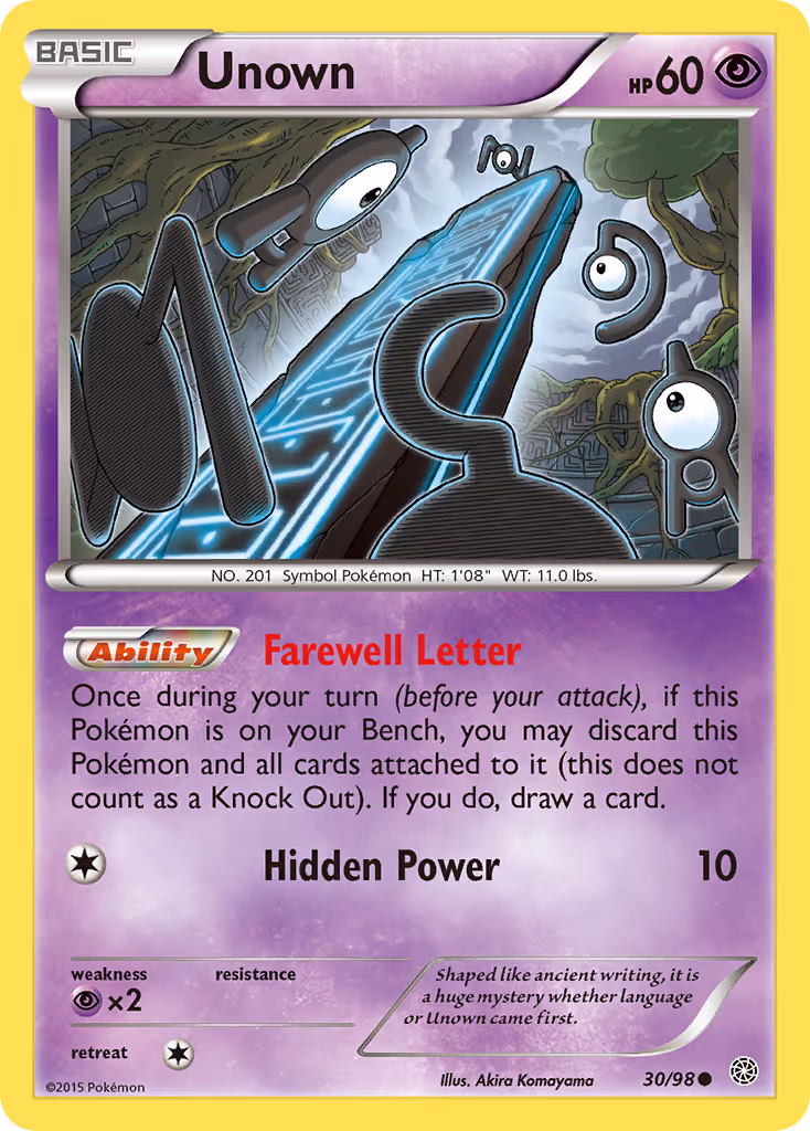 Unown 30/98 Pokemon card