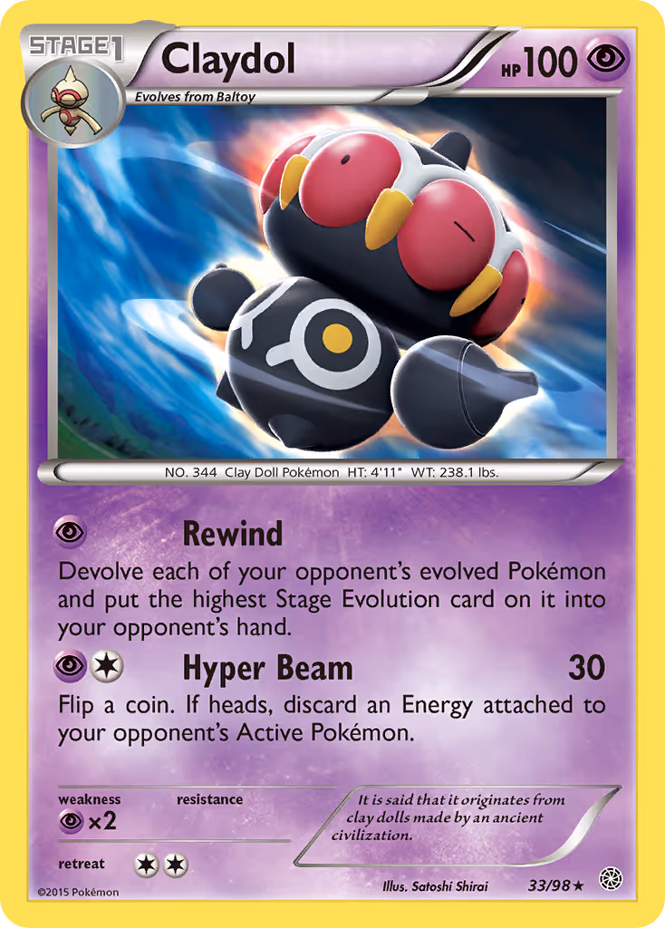 Claydol 33/98 Pokemon card