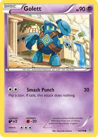 Golett 34/98 Pokemon card