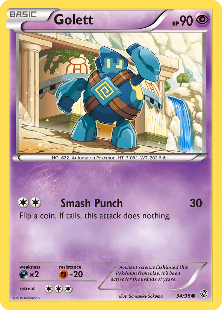 Golett 34/98 Pokemon card