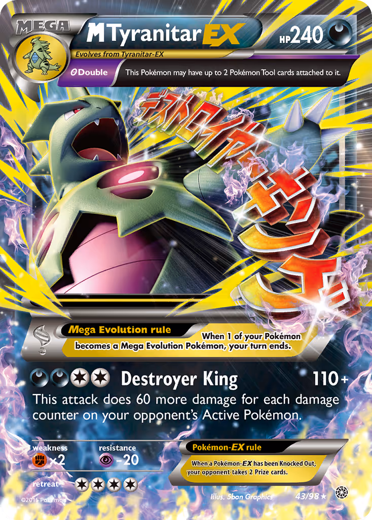 M Tyranitar EX 43/98 Pokemon card