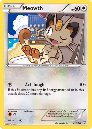 Meowth 61/98 Pokemon card