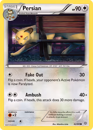 Persian 62/98 Pokemon card