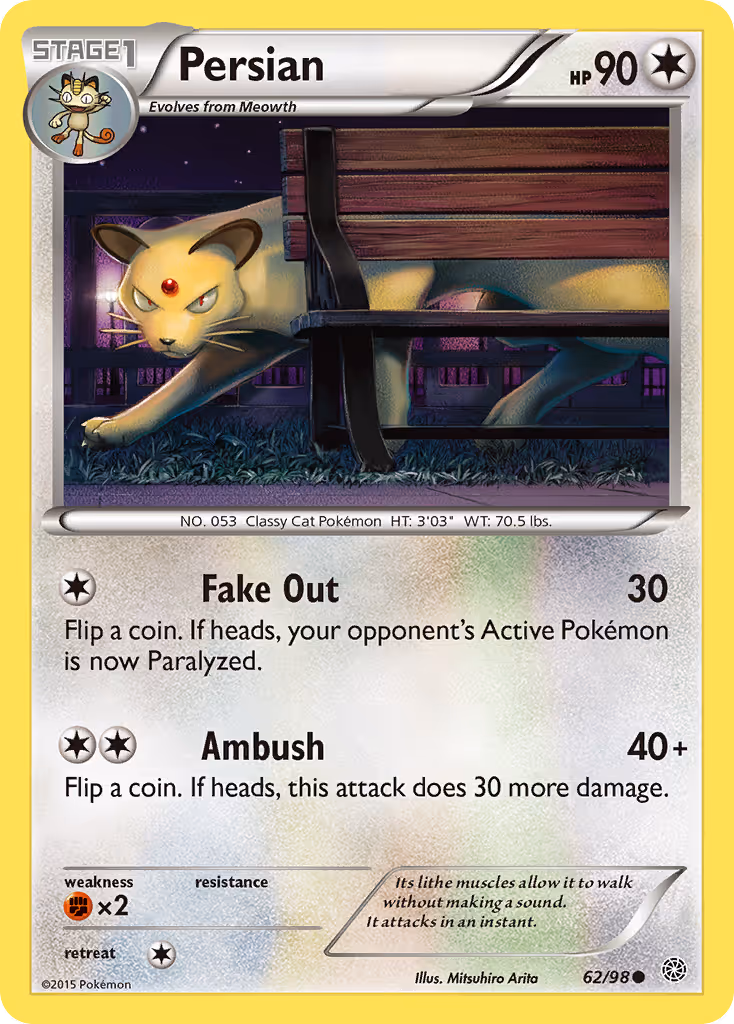 Persian 62/98 Pokemon card