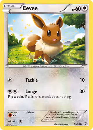 Eevee 63/98 Pokemon card