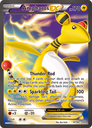 Ampharos EX 87/98 Pokemon card