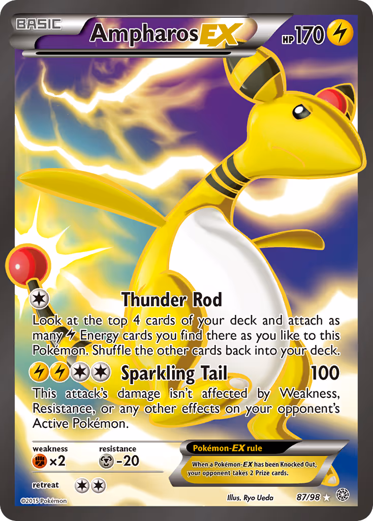 Ampharos EX 87/98 Pokemon card