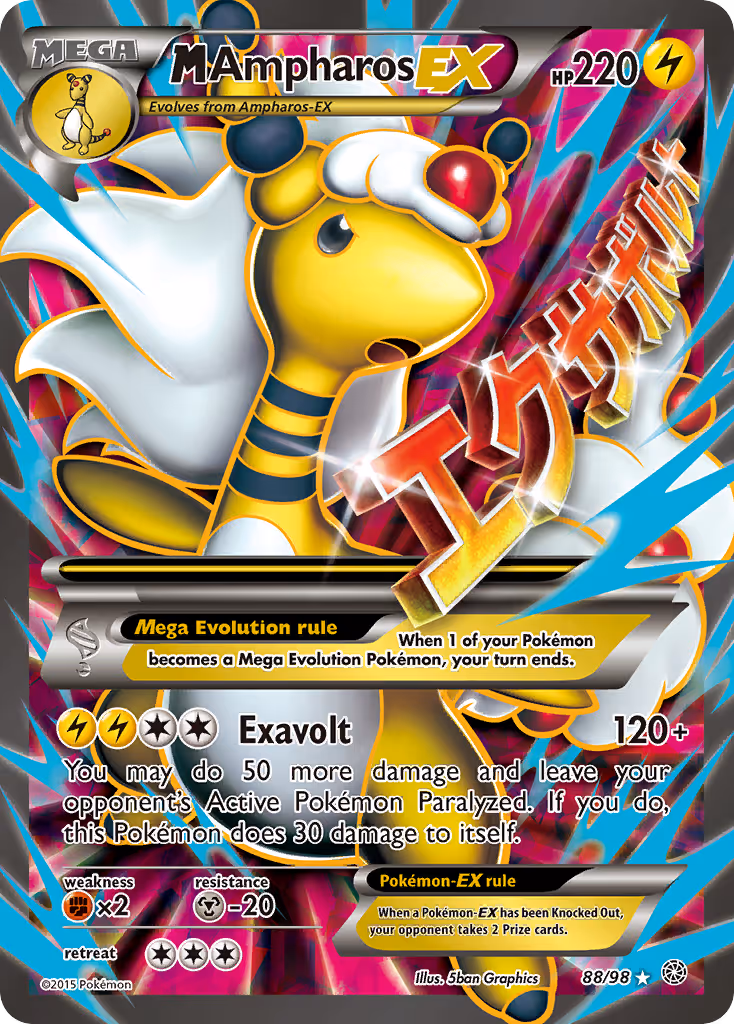 M Ampharos EX 88/98 Pokemon card