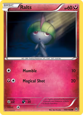 Ralts 100/162 Pokemon card