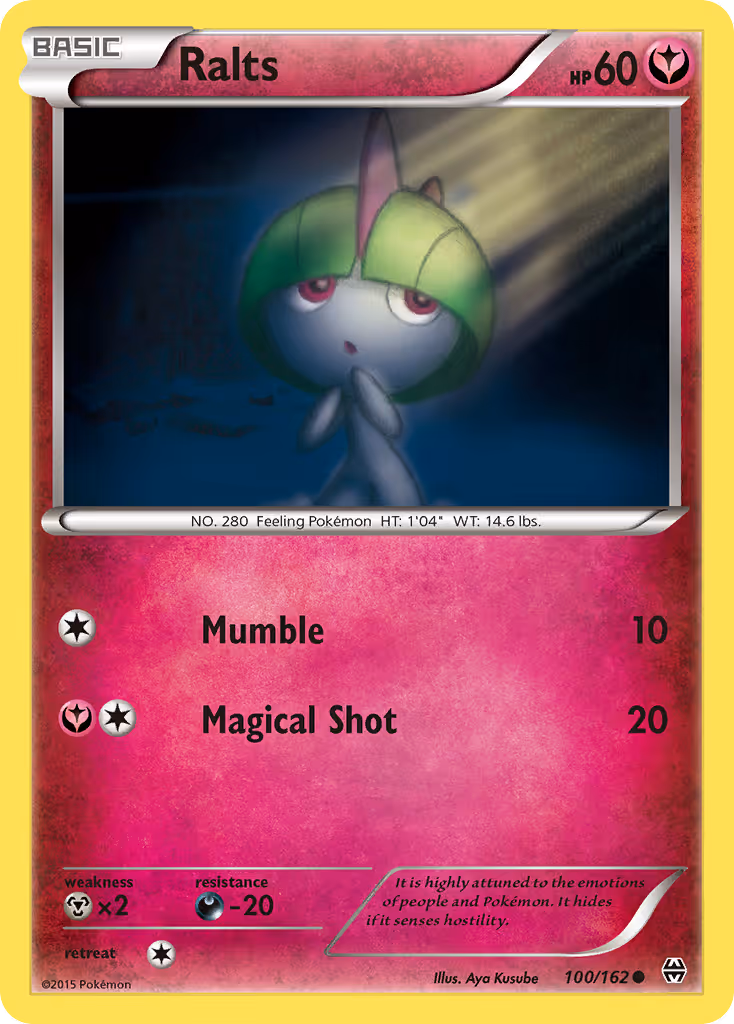 Ralts 100/162 Pokemon card