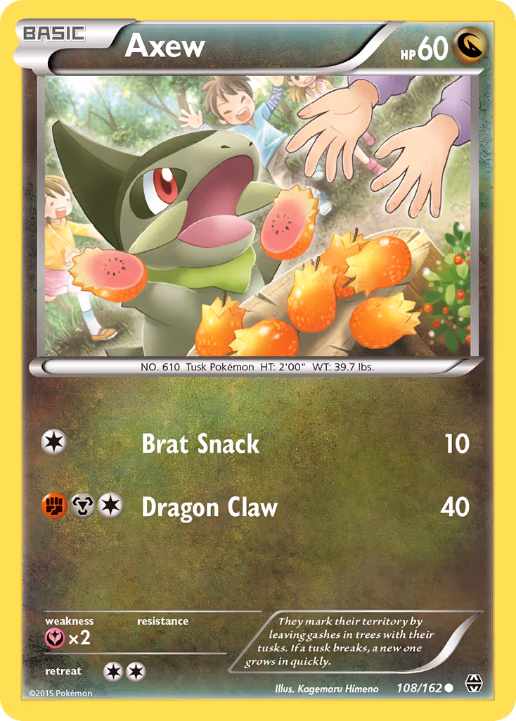 Axew 108/162 Pokemon card