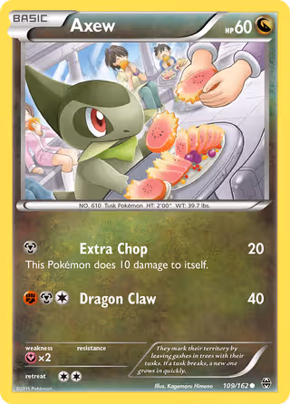 Axew 109/162 Pokemon card