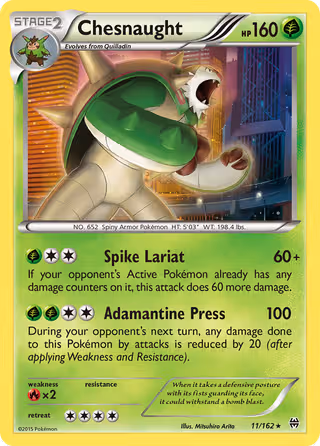 Chesnaught 11/162 Pokemon card