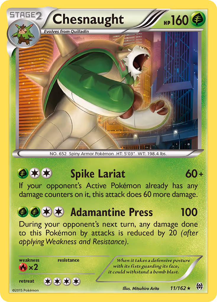 Chesnaught 11/162 Pokemon card