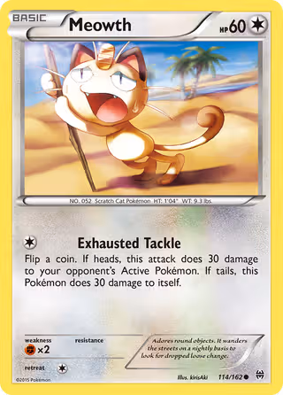 Meowth 114/162 Pokemon card