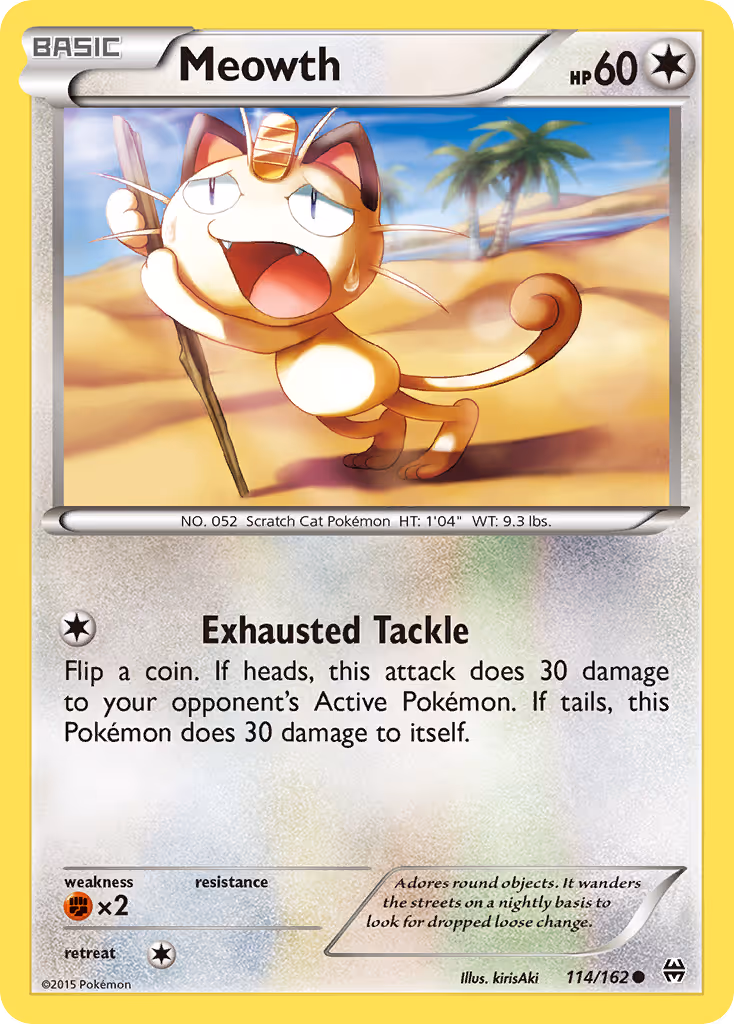 Meowth 114/162 Pokemon card
