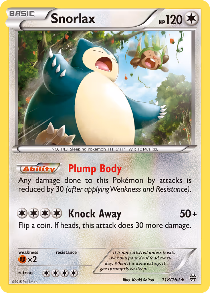 Snorlax 118/162 Pokemon card