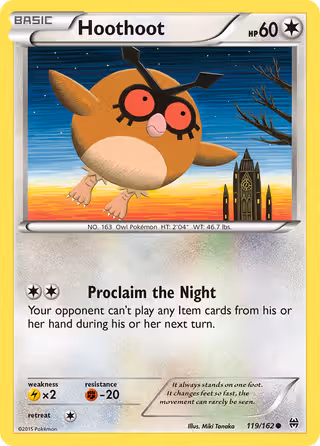 Hoothoot 119/162 Pokemon card