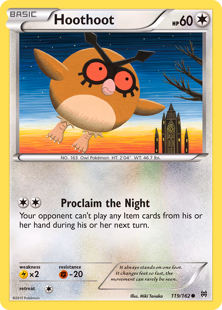 Hoothoot 119/162 Pokemon card