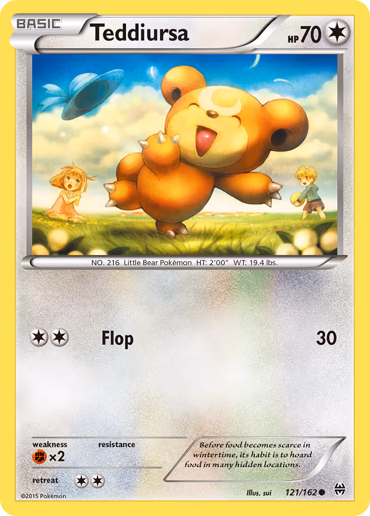 Teddiursa 121/162 Pokemon card