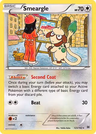 Smeargle 123/162 Pokemon card