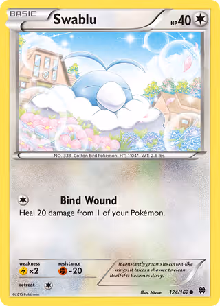 Swablu 124/162 Pokemon card