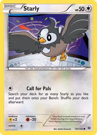 Starly 125/162 Pokemon card