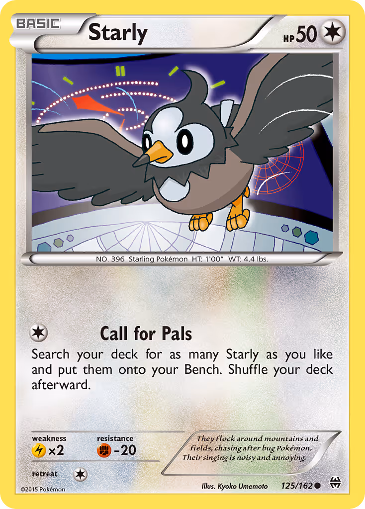 Starly 125/162 Pokemon card