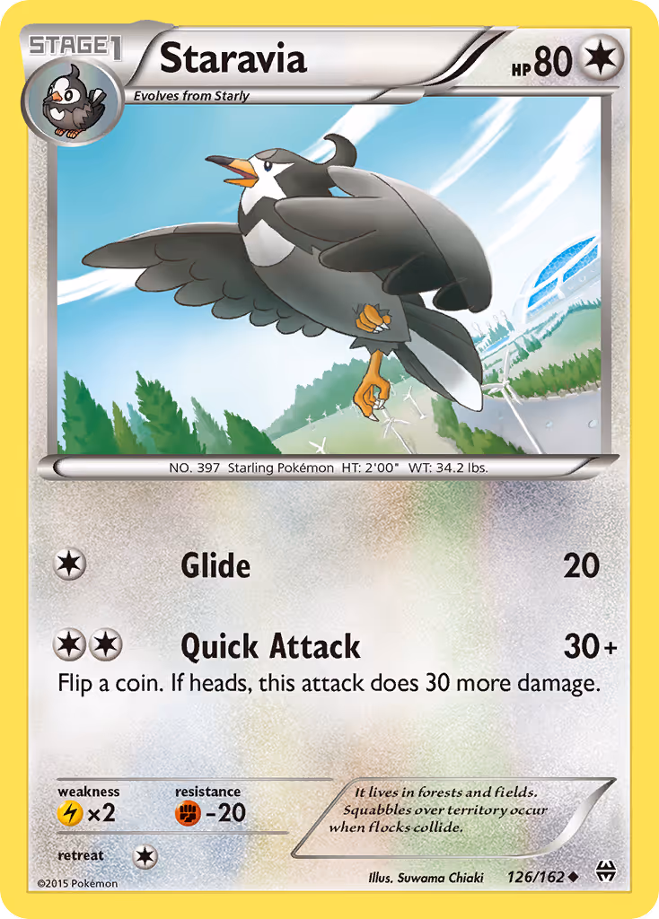 Staravia 126/162 Pokemon card