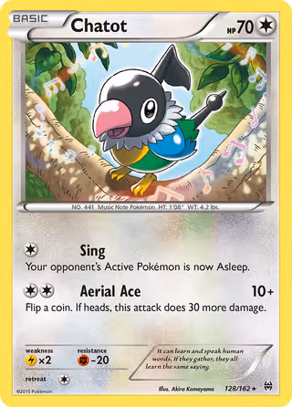 Chatot 128/162 Pokemon card