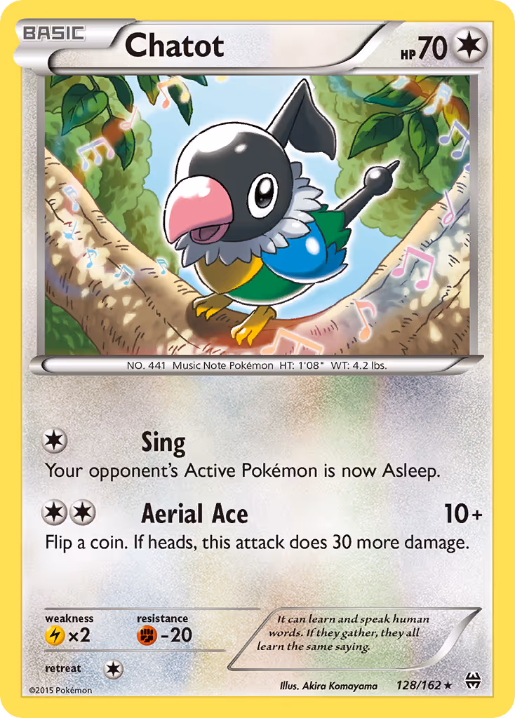 Chatot 128/162 Pokemon card