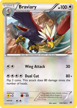Braviary 130/162 Pokemon card